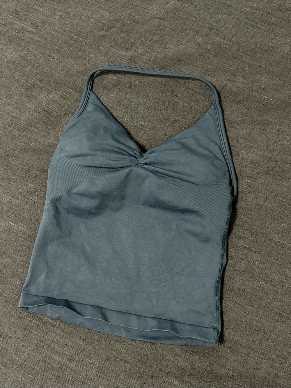 Women's Slate Blue Halter Tank Top with Twist Front